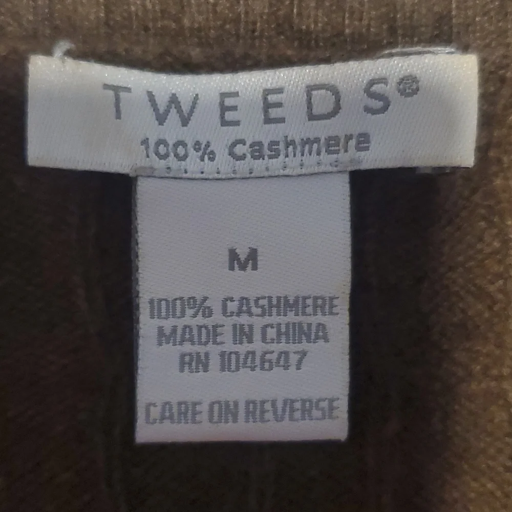 Tweeds 100% Cashmere Sweater SZ M Brown Pullover V-nBrown Cable Knit Sweater - Picture 7 of 7